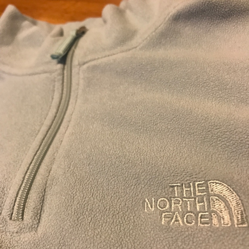 Baby blue North face fleece quarter zip jacket